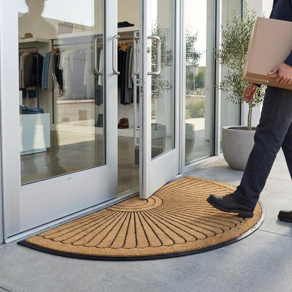 Kempf mat under double doors shows accurate scale and full coverage