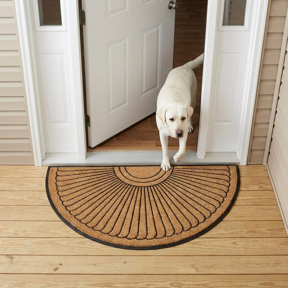 Kempf front view half-round doormat improves curb appeal and protects floors