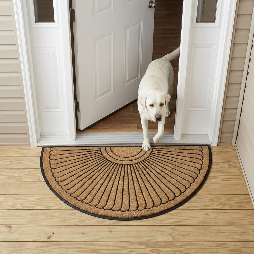 Kempf front view half-round doormat improves curb appeal and protects floors