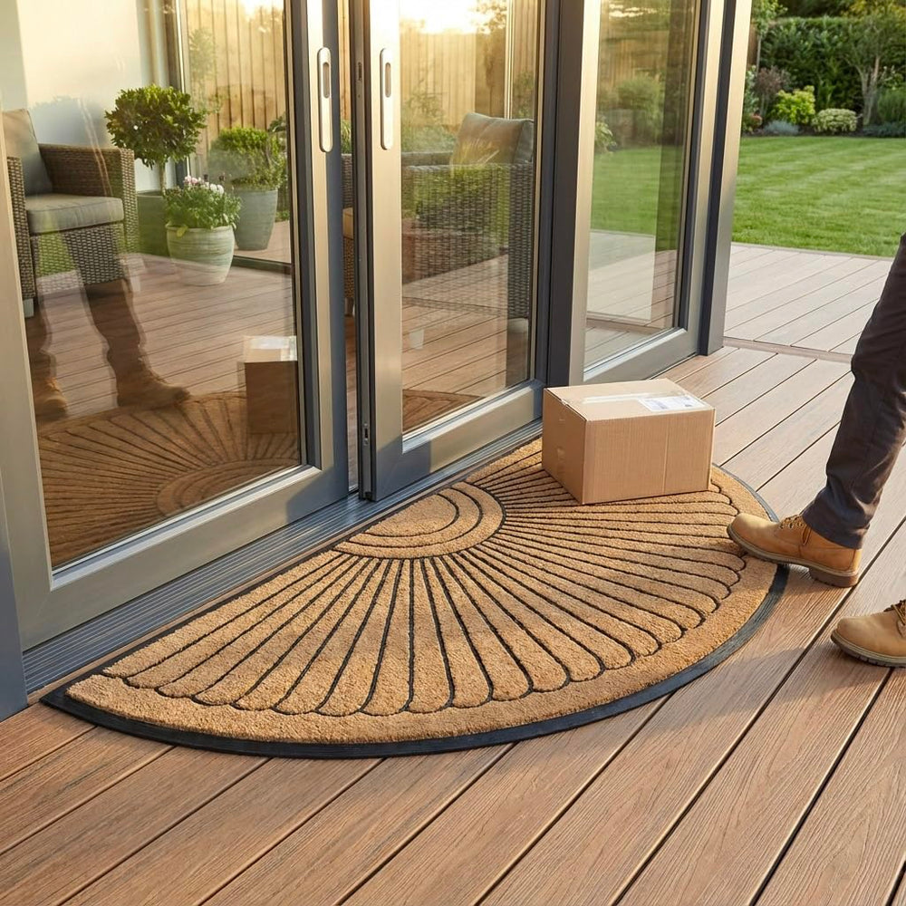 Kempf sunburst pattern detail adds architectural style to entrances