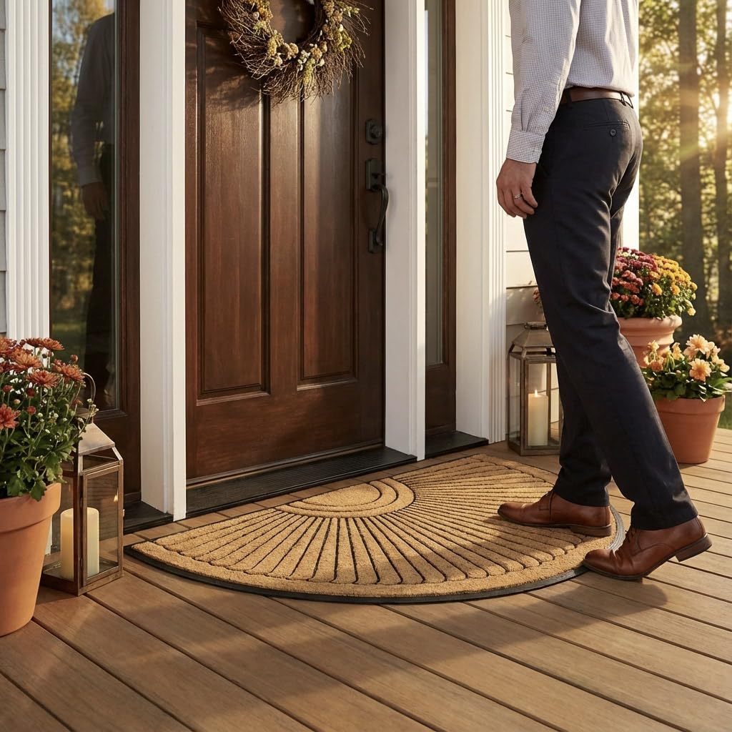 Kempf mat on covered porch resists moisture and keeps entry tidy