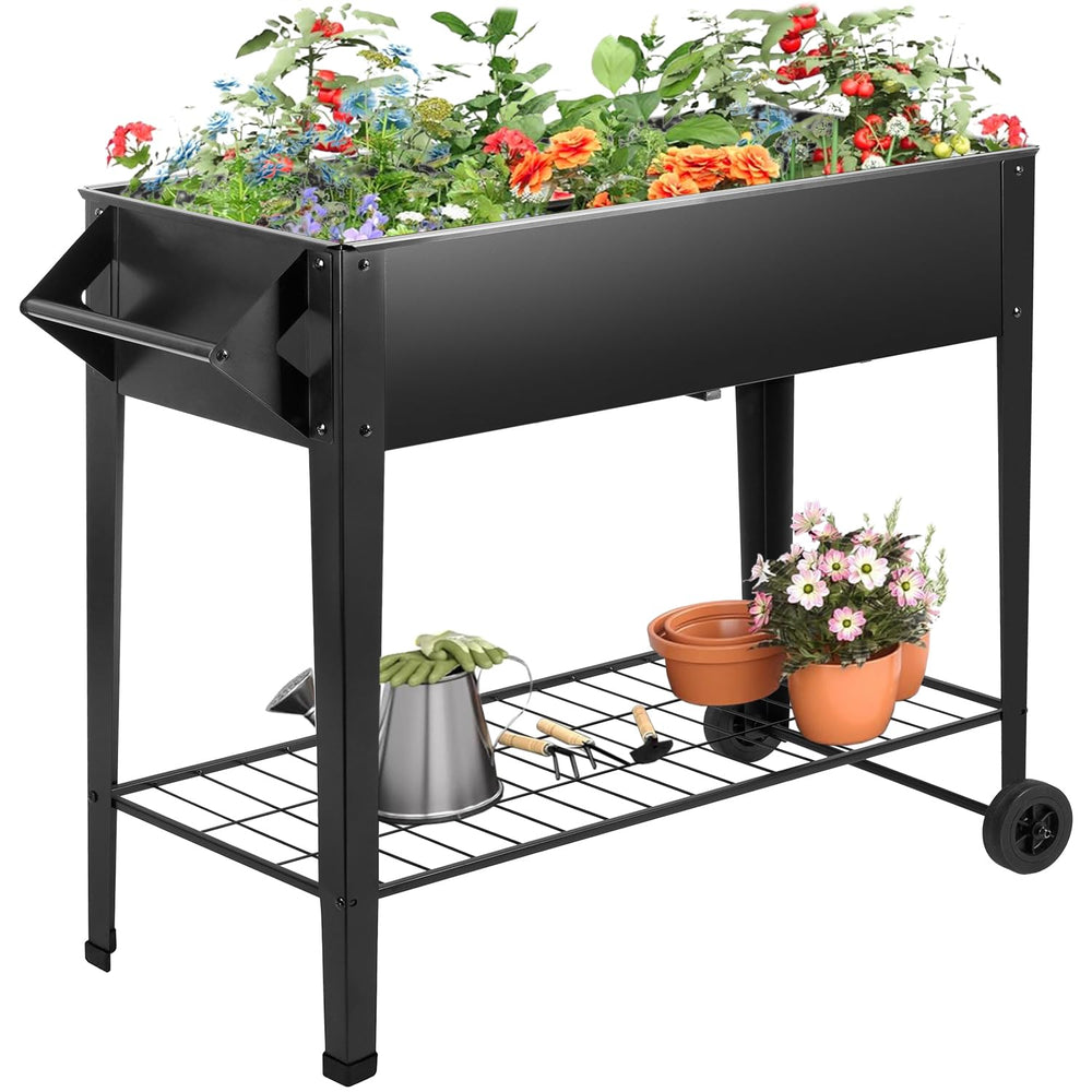Kendane front view elevated bed showing sturdy metal frame and planting area for better accessibility