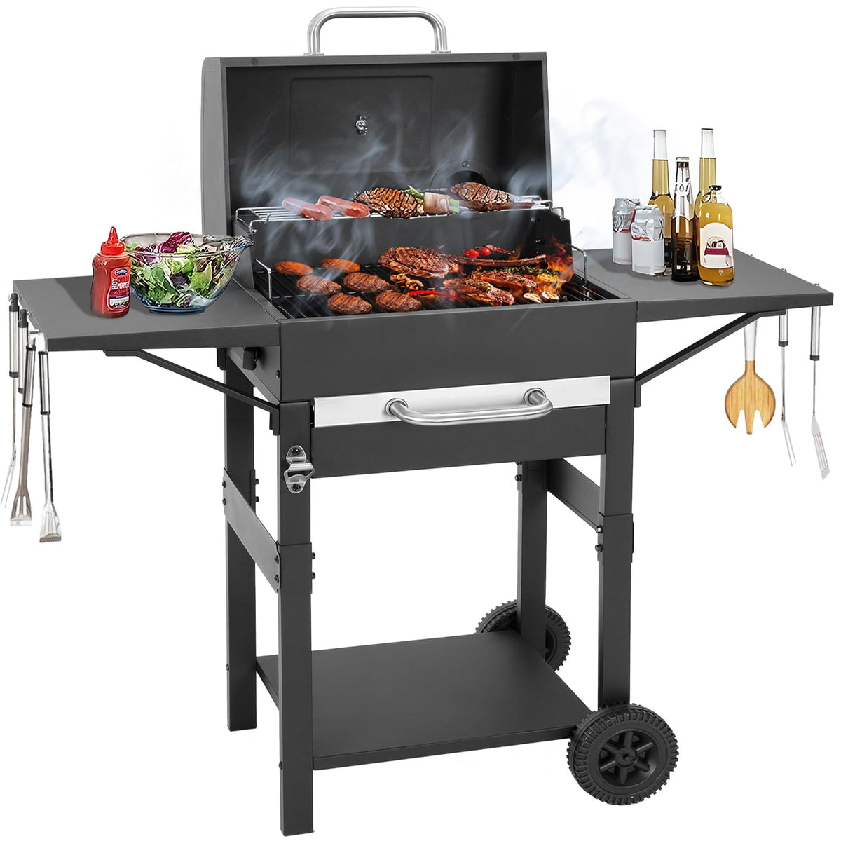 Kendane front view showing full grill setup and generous cooking space