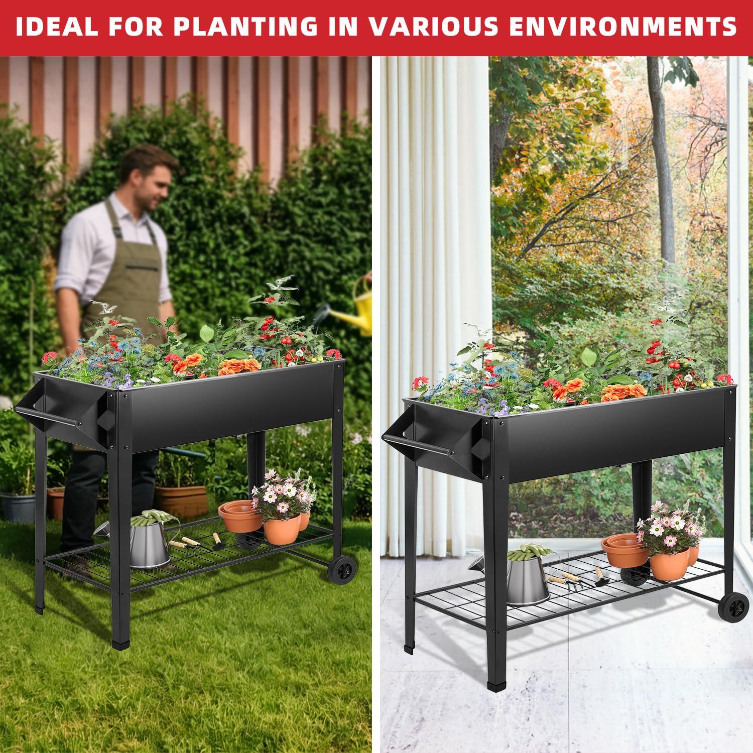 Kendane on a patio with potted plants showing decorative modern style and usable outdoor gardening
