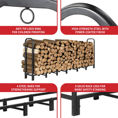 Kendane rack in backyard lifestyle keeps firewood organized and ready outdoors