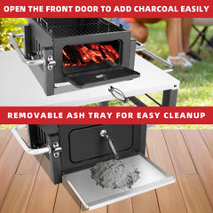 Kendane removable charcoal tray close-up for easy cleanup and fuel management