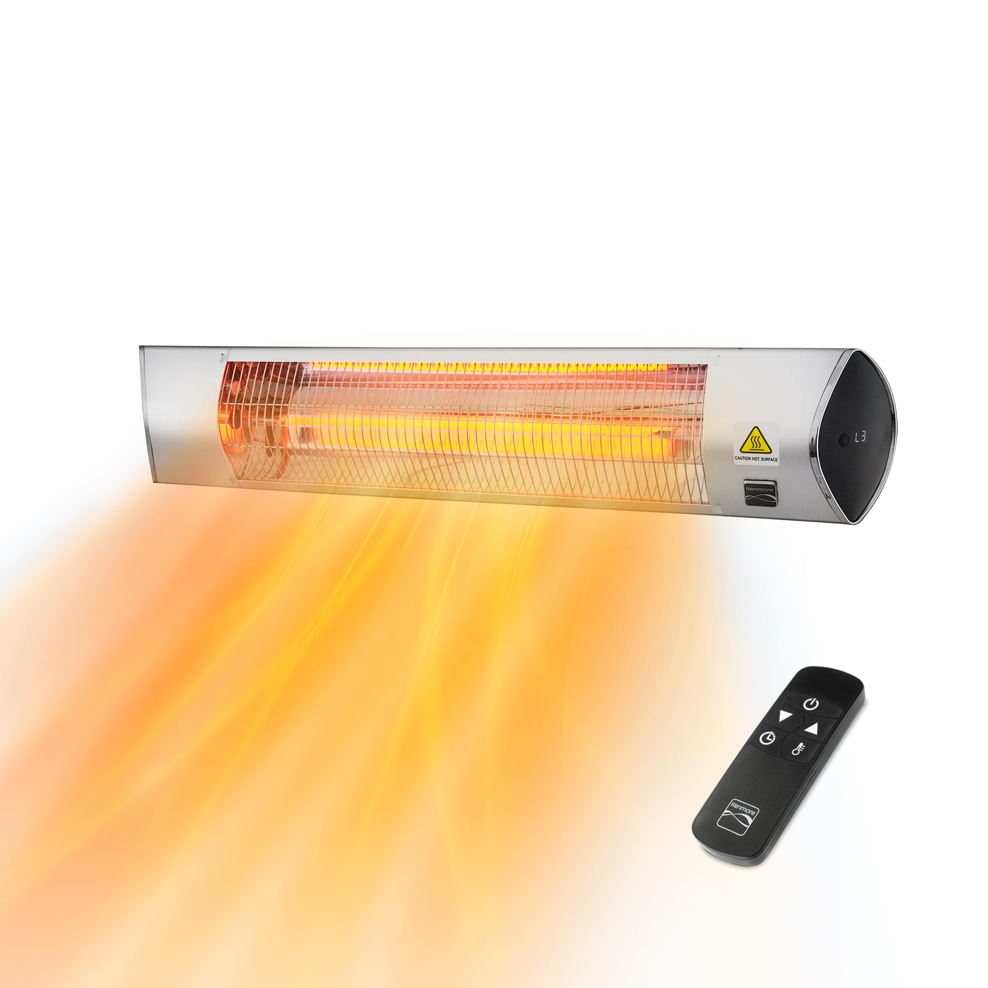 Kenmore front view heater showing sleek housing and quick warmth benefit