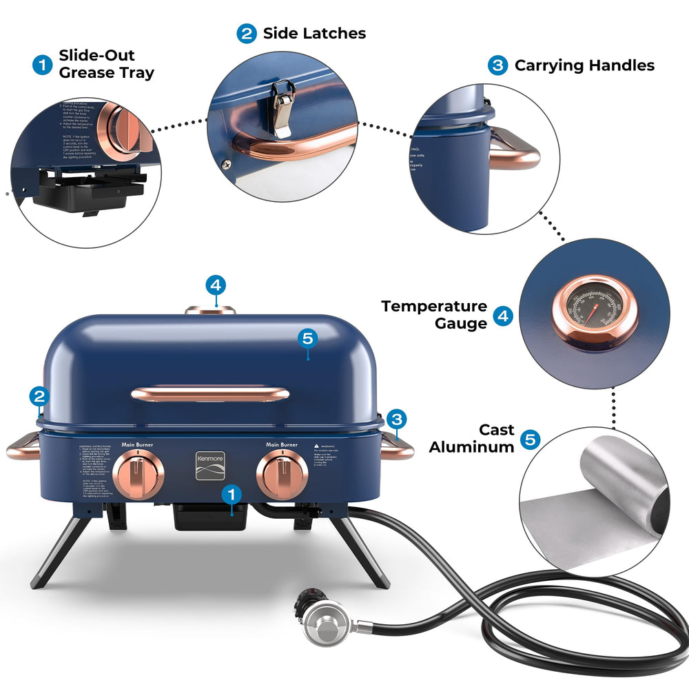 Kenmore slide-out grease tray removed for easy cleanup and mess reduction benefit