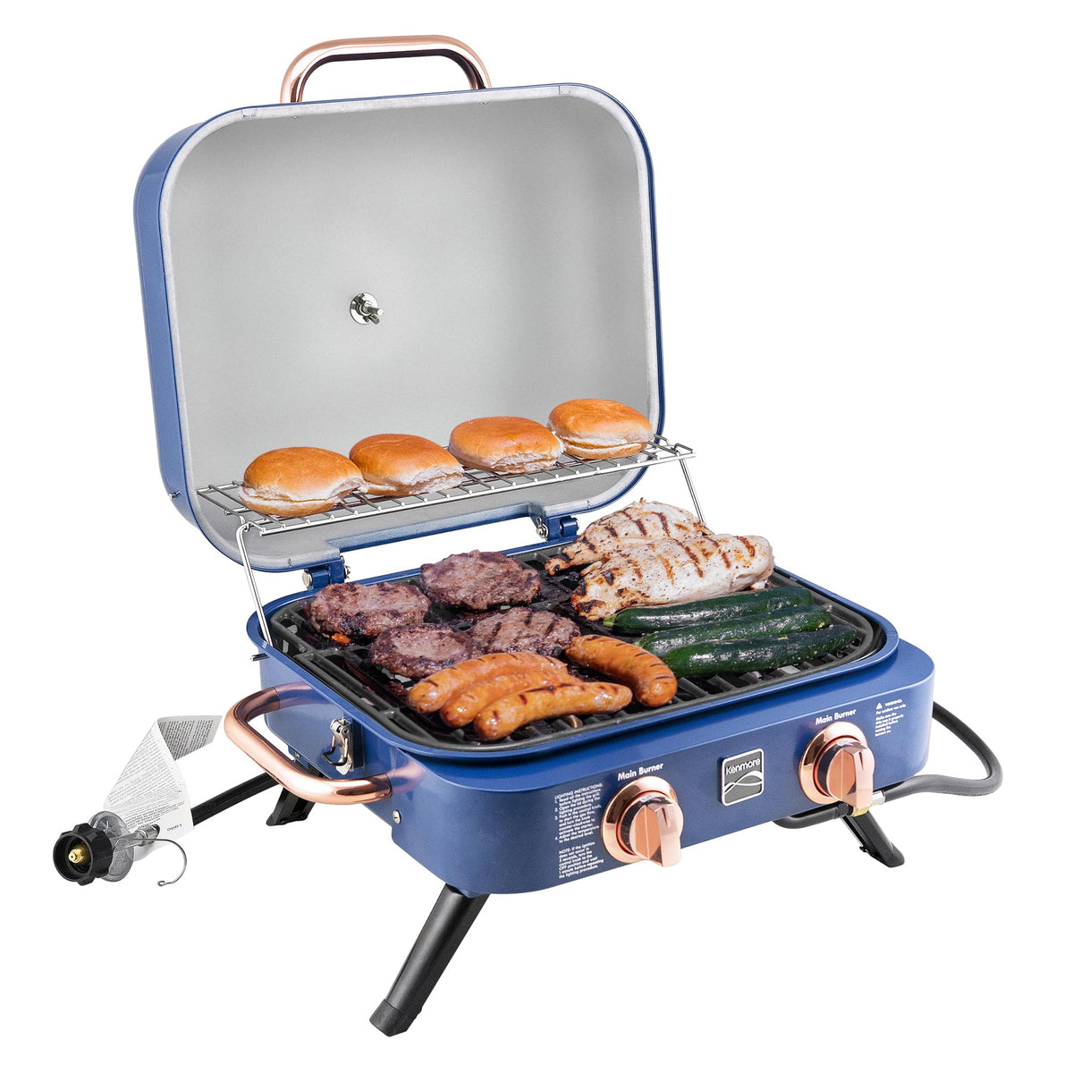 Kenmore front view of portable grill showing compact tabletop design and retro styling benefit