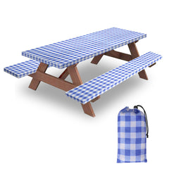 KENOBEE front view of full 96in table cover showing fitted checkered protection and neat finish