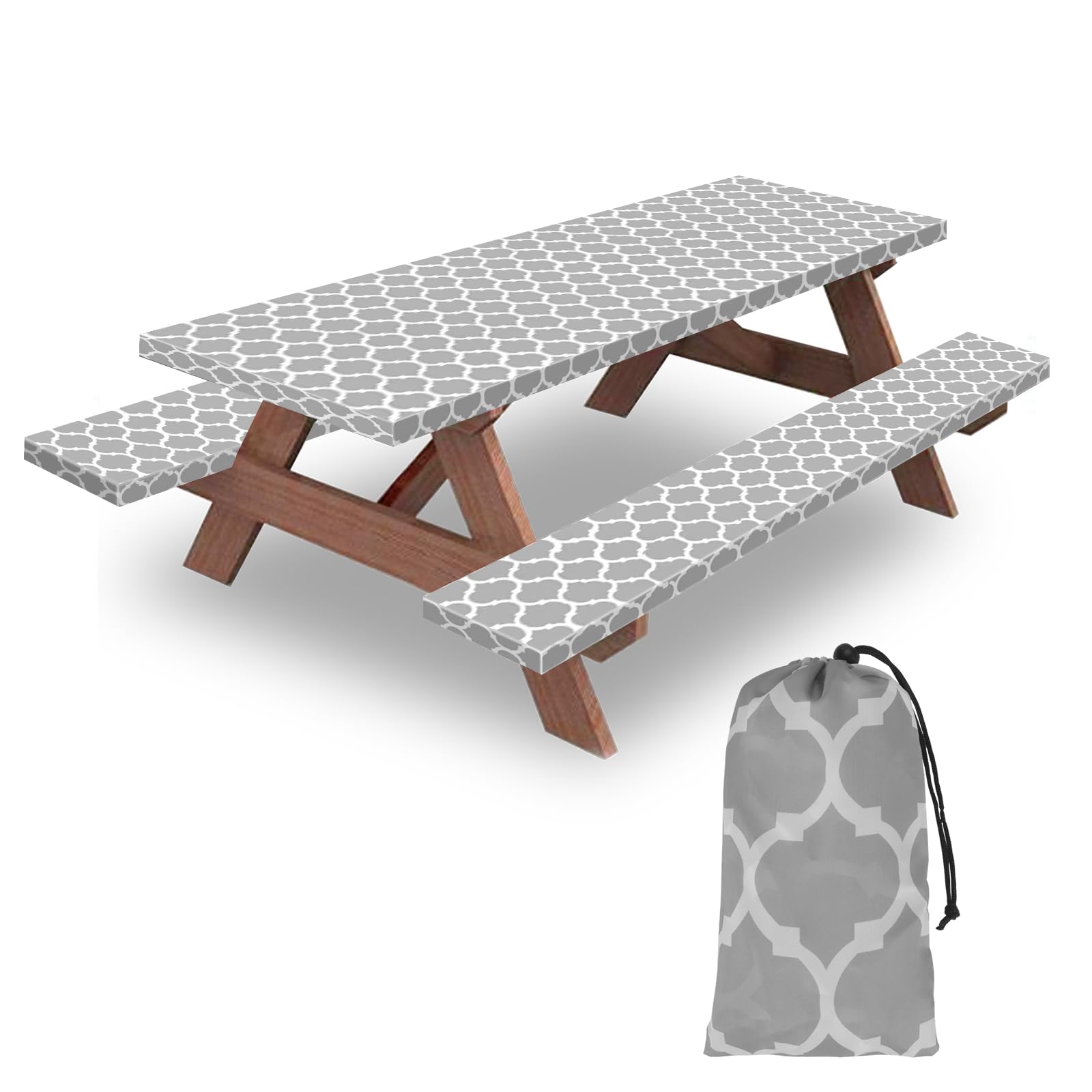 KENOBEE picnic table cover front view protecting table for easy cleanup