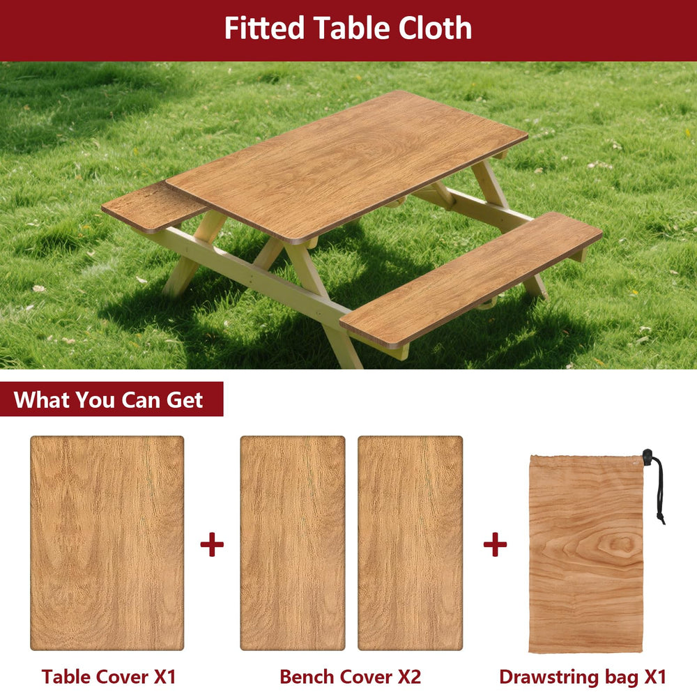 KENOBEE 8ft picnic table covered in park setting protecting surface and improving look