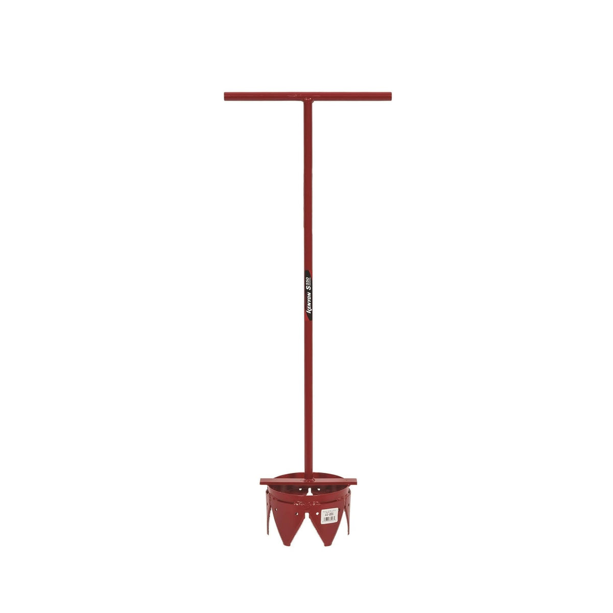 Kenyon trimmer front view showing steel head and T-handle for durable handling