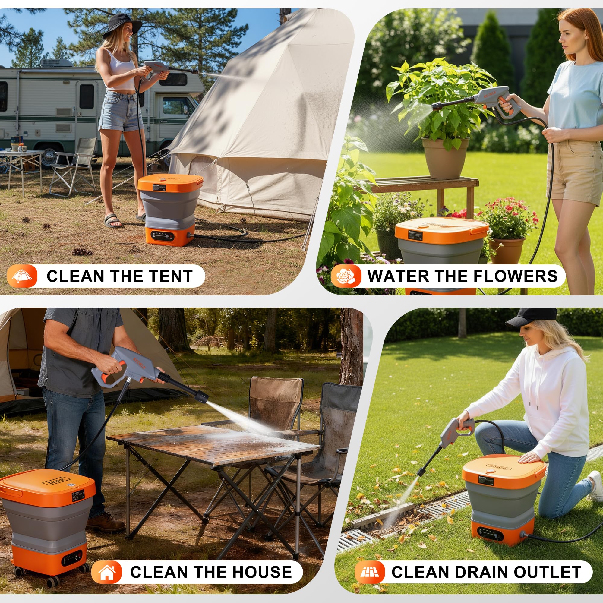 KEOKLE nozzle and foam sprayer attachments showing versatile cleaning options