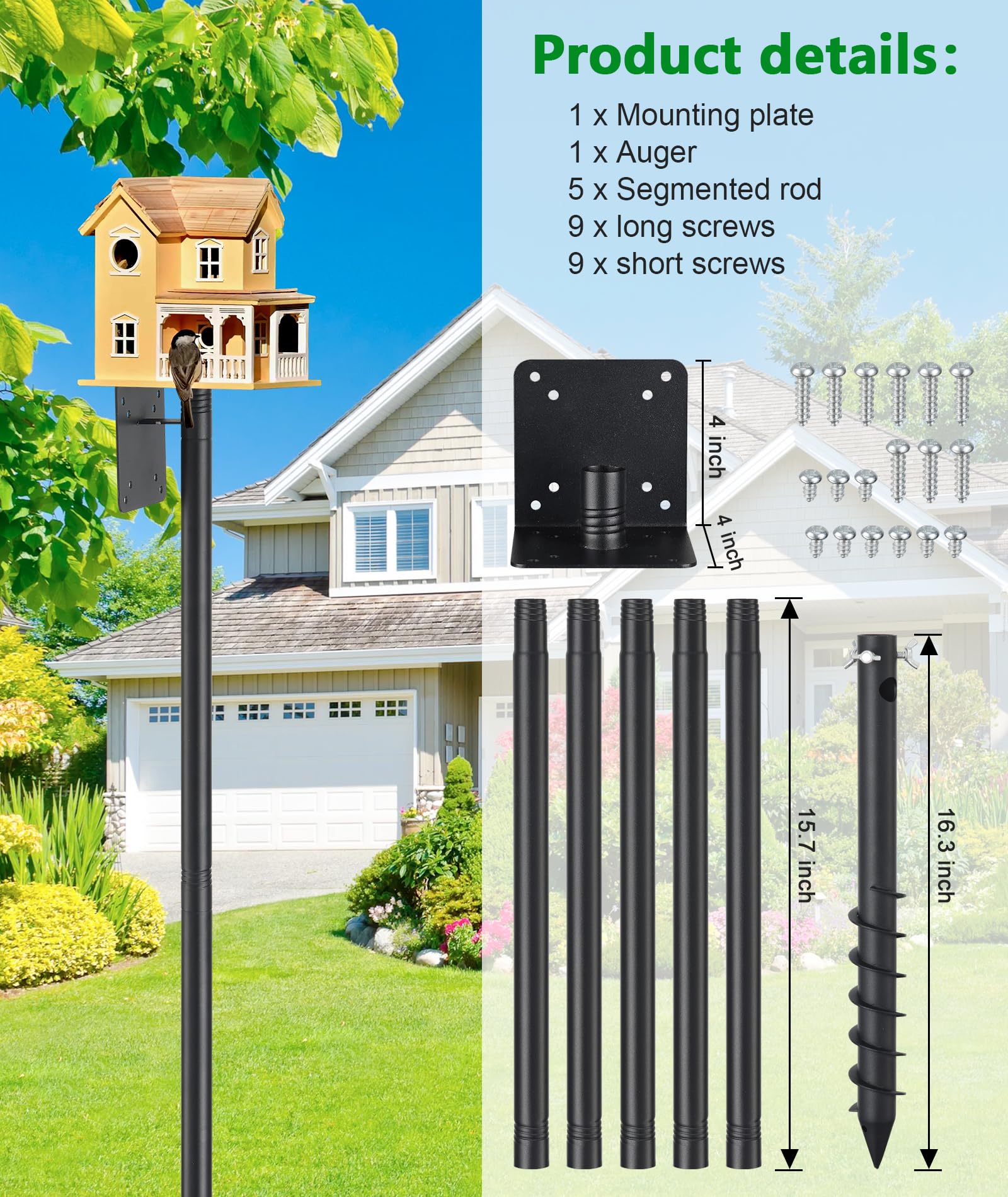 Keplrend garden lifestyle setup showing pole in yard improving birdwatching experience