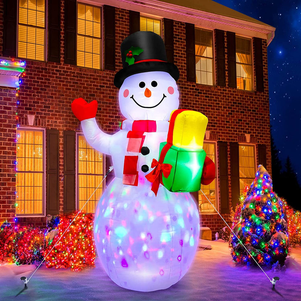 Kerithsoco front view of 5 ft snowman showing festive pose and easy setup benefit
