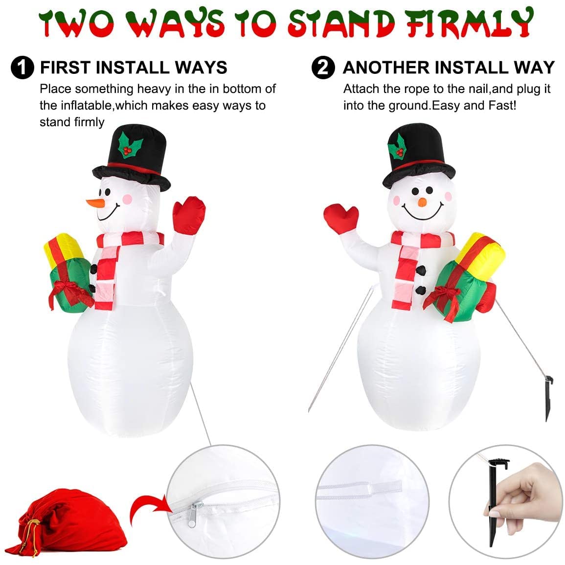Kerithsoco snowman beside person showing scale and family-friendly size advantage