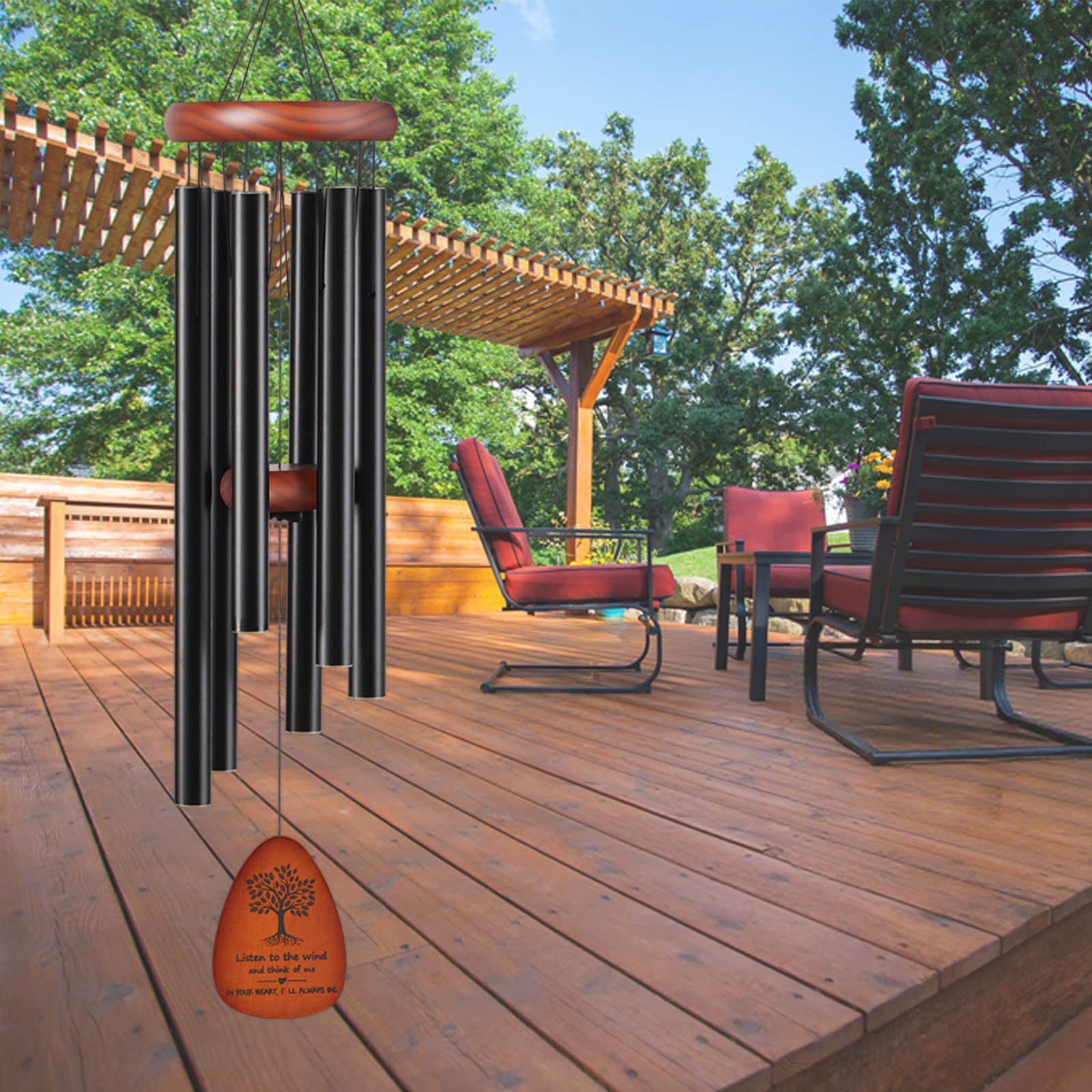 kerligher wind chime in garden setting illustrating memorial display and reflective atmosphere benefit