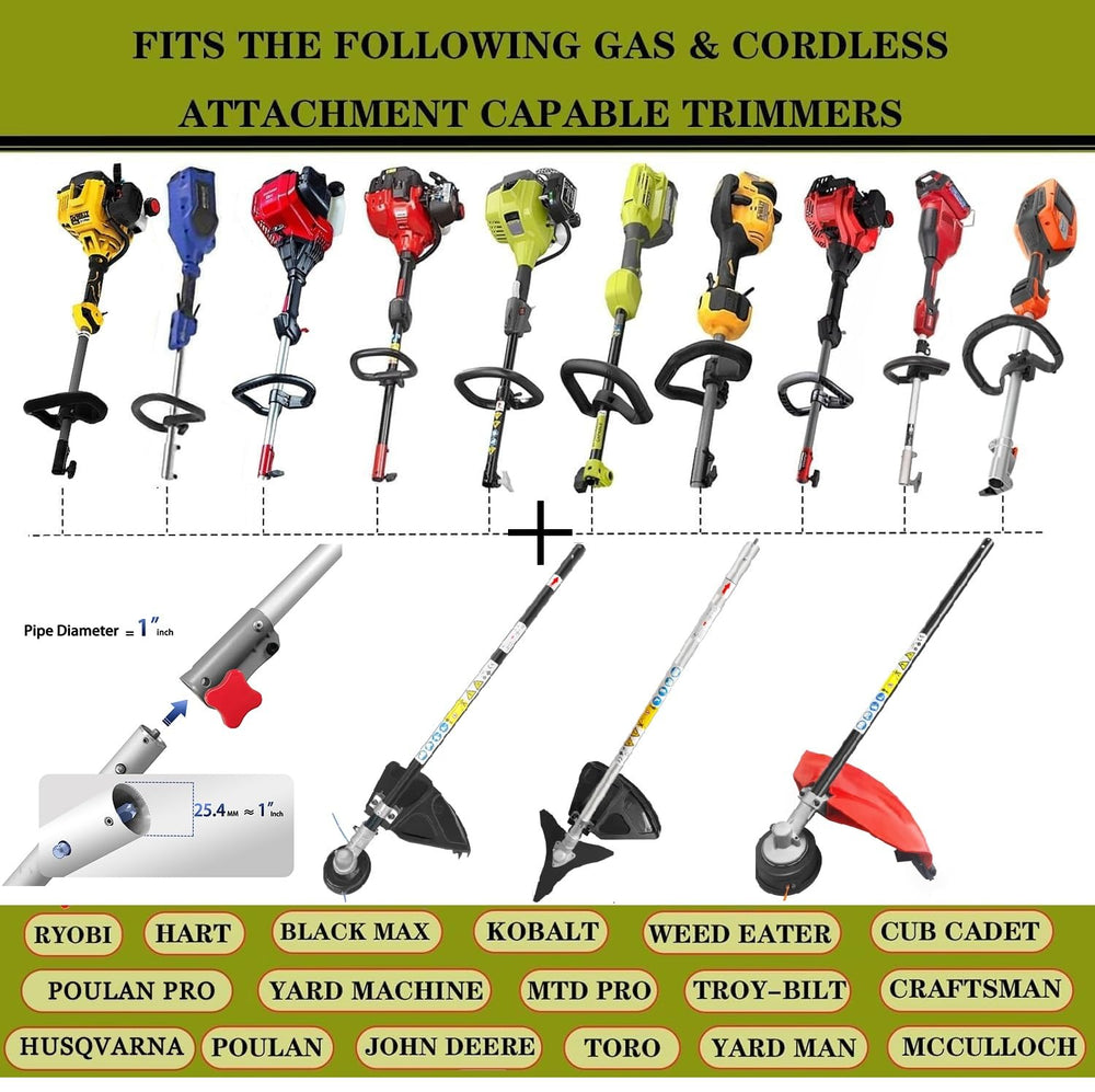 Kerlista attachment in a garden setting being used for edging and clearing, increases yard versatility