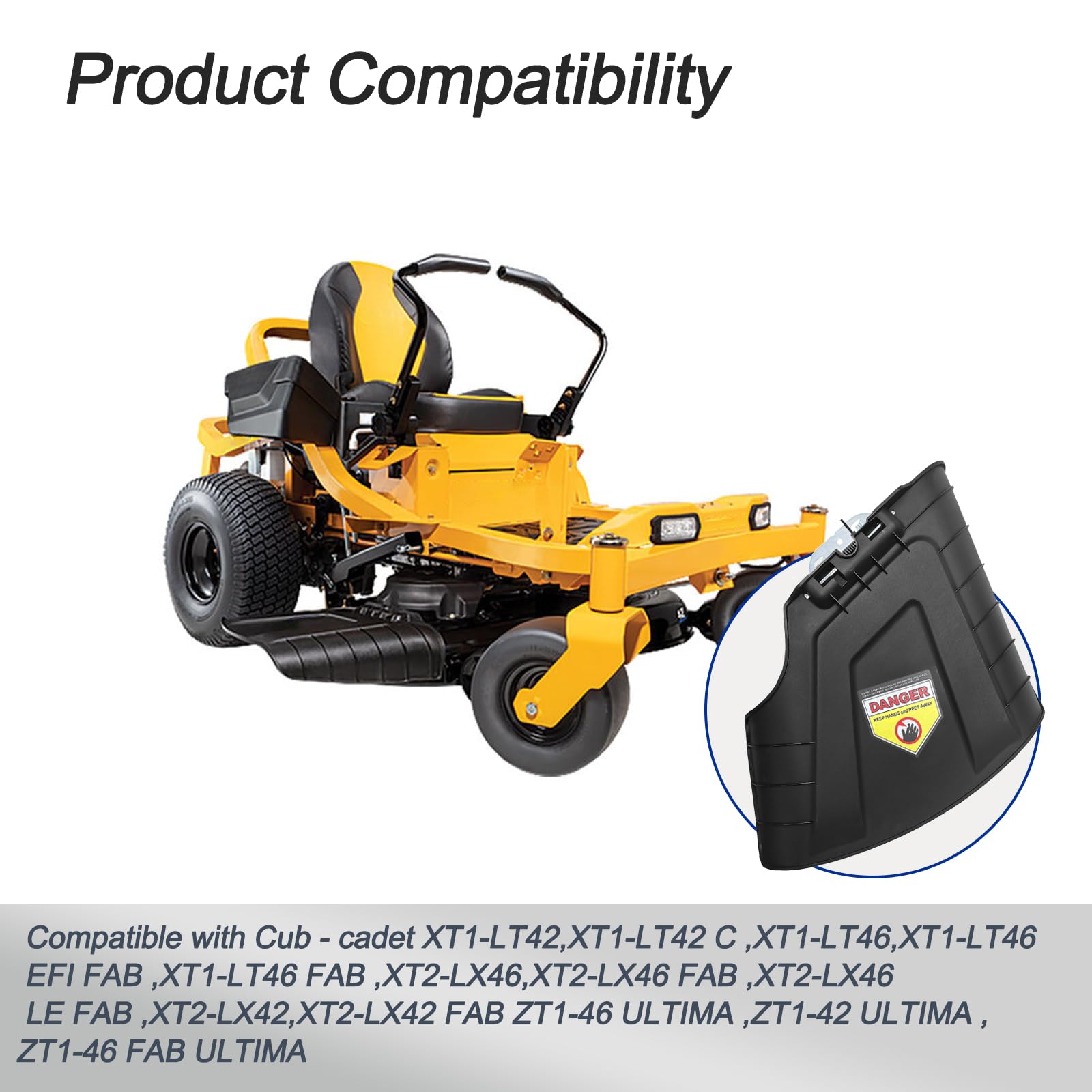 Kerlista chute in a lawn setting improving discharge and overall mower appearance