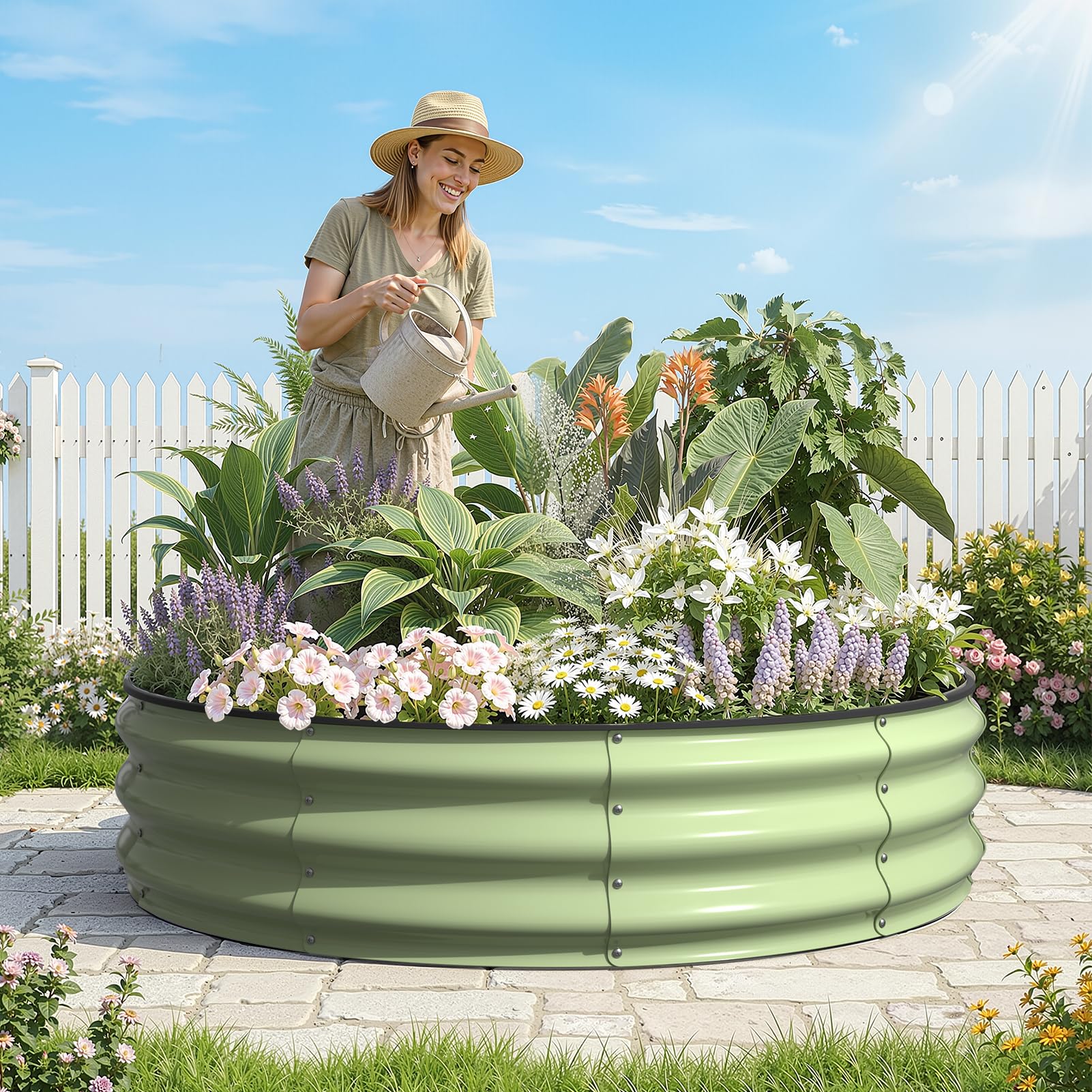 Kesfitt gardener reaching plants to show round shape improves access and comfort