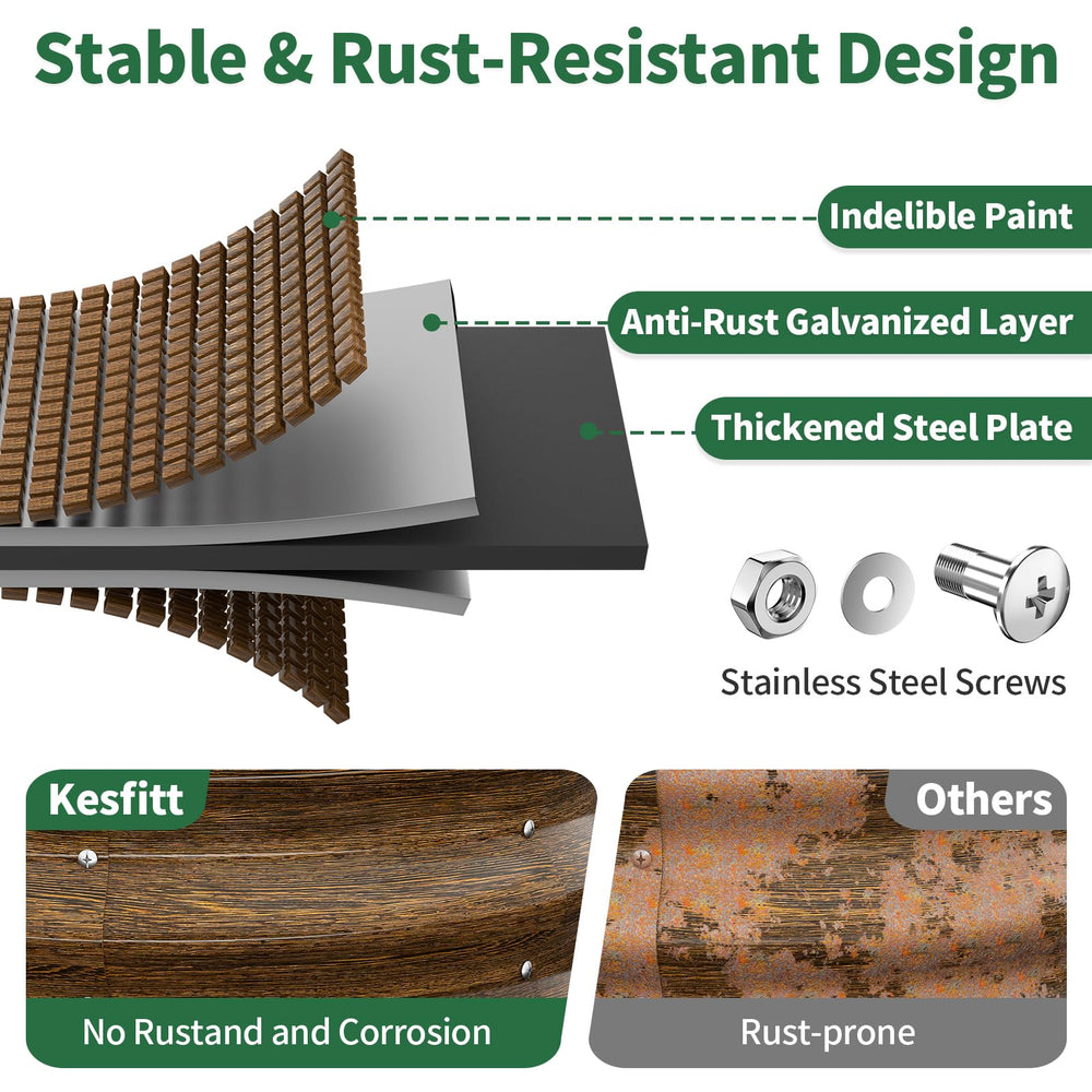 Kesfitt close-up of galvanized steel panel showing rust-resistant finish and strength