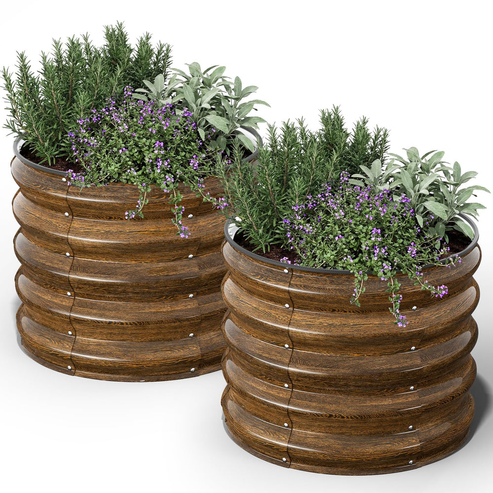 Kesfitt front view of round raised bed showing compact planting area and easy access