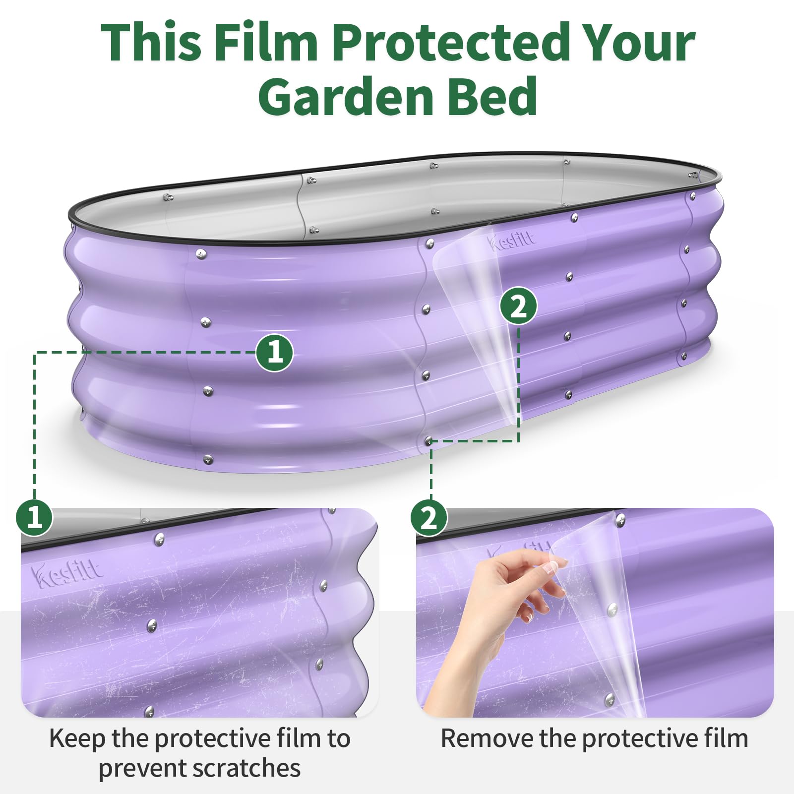 Kesfitt gardener hand beside bed showing 12-inch depth for shallow-rooted plants