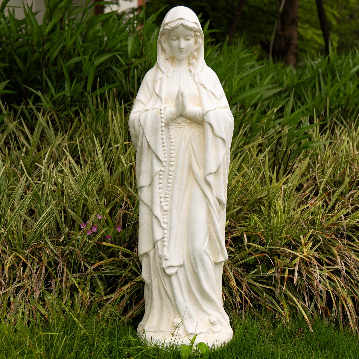 Keslecy Virgin Mary front view showing serene pose and durable finish