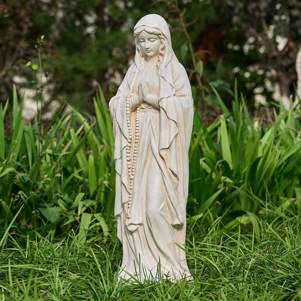 Keslecy Virgin Mary close view of hand finish showing unique vintage character