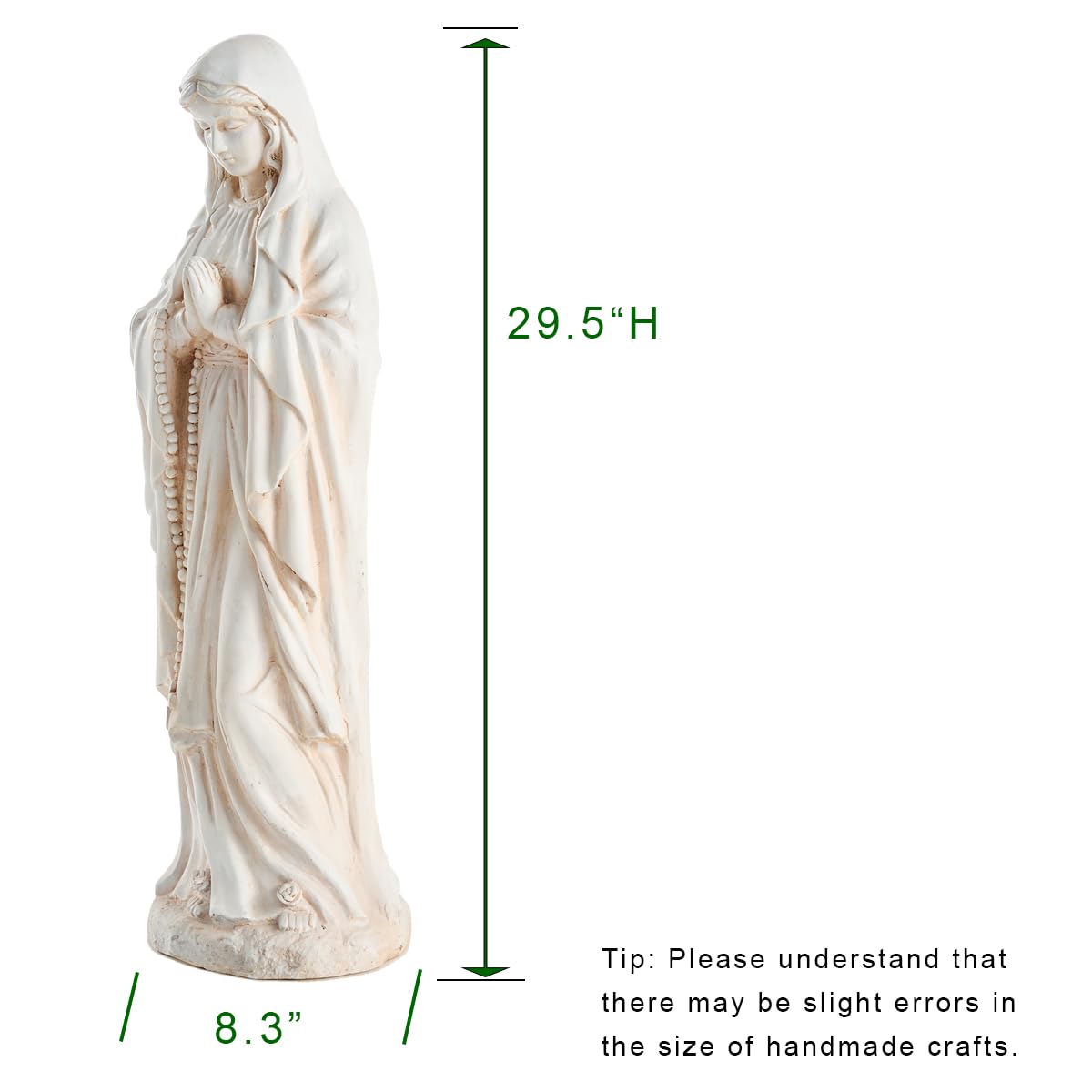 Keslecy Virgin Mary packaged securely conveying safe shipping and weight