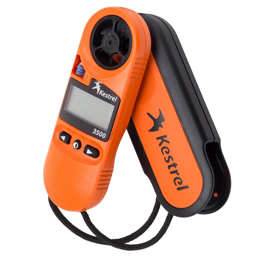 Kestrel 3500FW front display showing readings, Kestrel meter provides fast accurate data