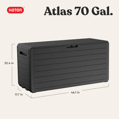 Keter Atlas open lid revealing interior capacity for cushions and gear