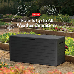 Keter Atlas wood-look textured finish that resists weathering