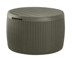 Keter Circa front view showing green rattan finish and compact storage benefit
