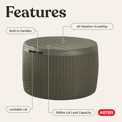 Keter Circa side profile emphasizing round space-saving design for small patios