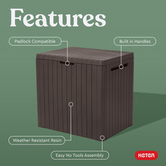 Keter City wood-look texture close-up highlighting weather-resistant finish