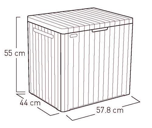 Keter City packaging and dimensions image showing external and internal measurements clearly