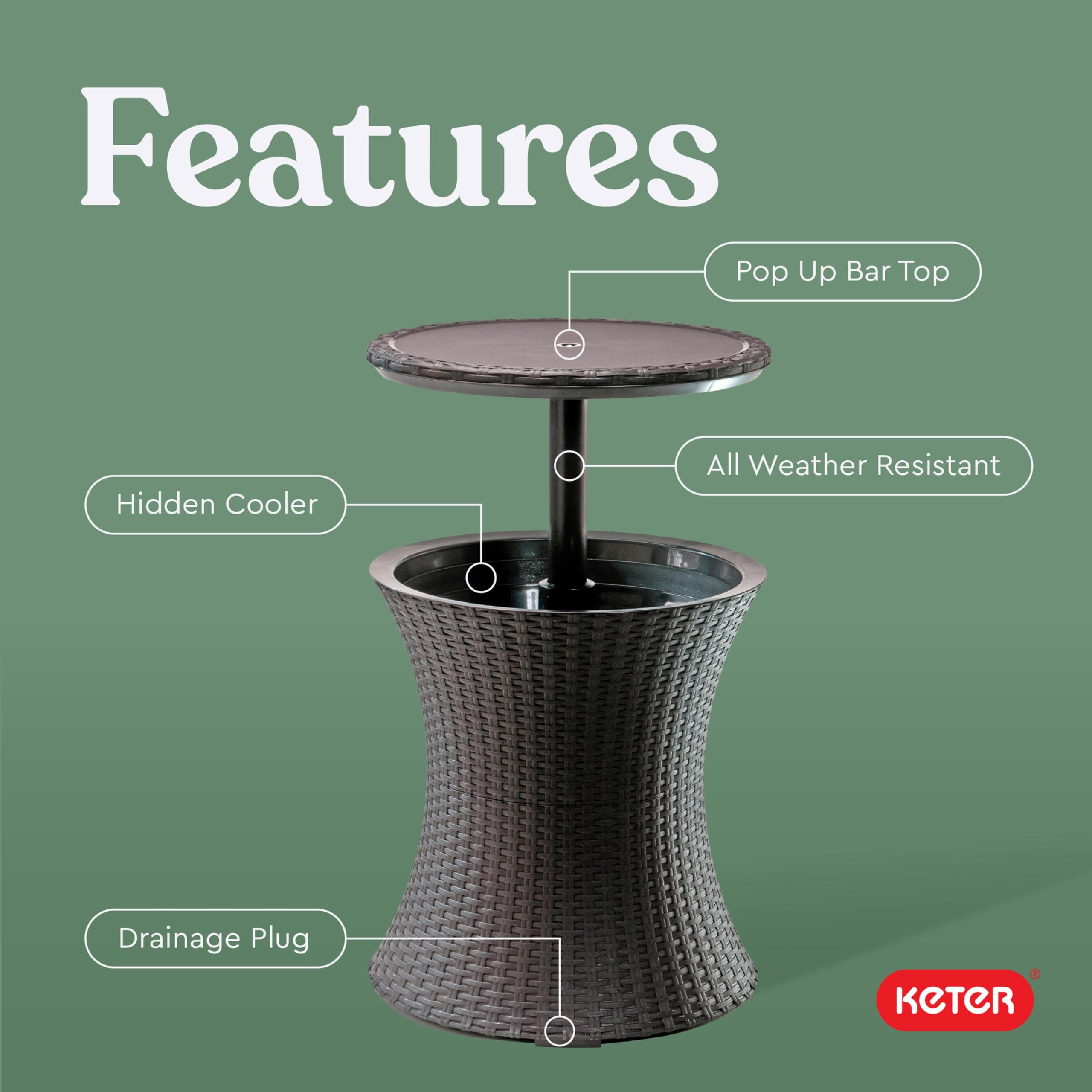 Keter Cool Bar close-up resin texture showing weather-resistant durability