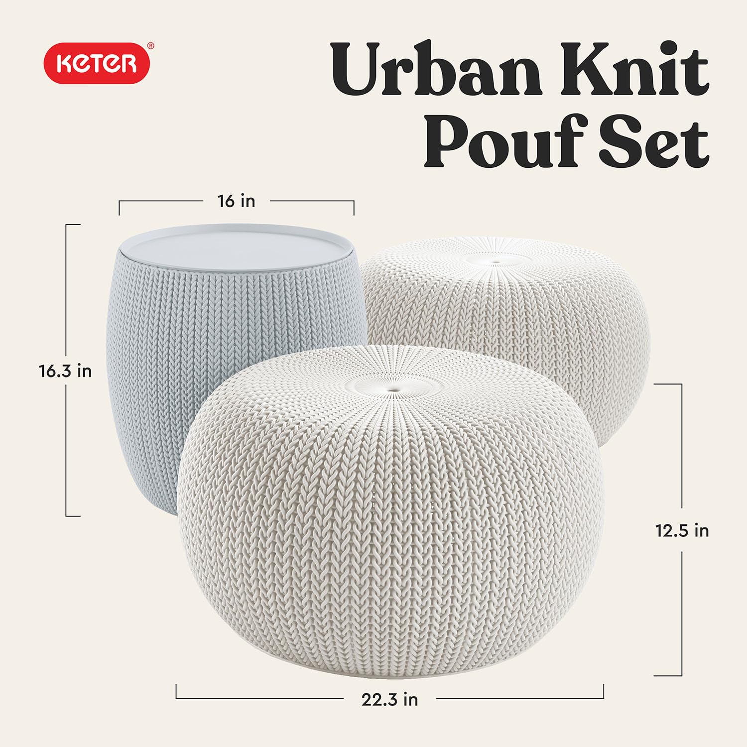 Keter Cozy Urban close-up of knit-style texture adds durable aesthetic benefit