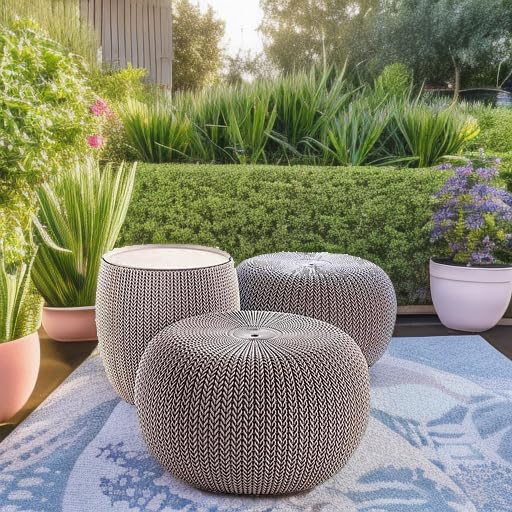 Keter Cozy Urban poufs used on patio providing extra seating benefit