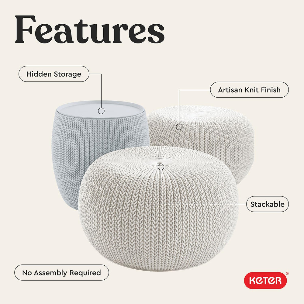 Keter Cozy Urban poufs nested to save room and simplify storage benefit