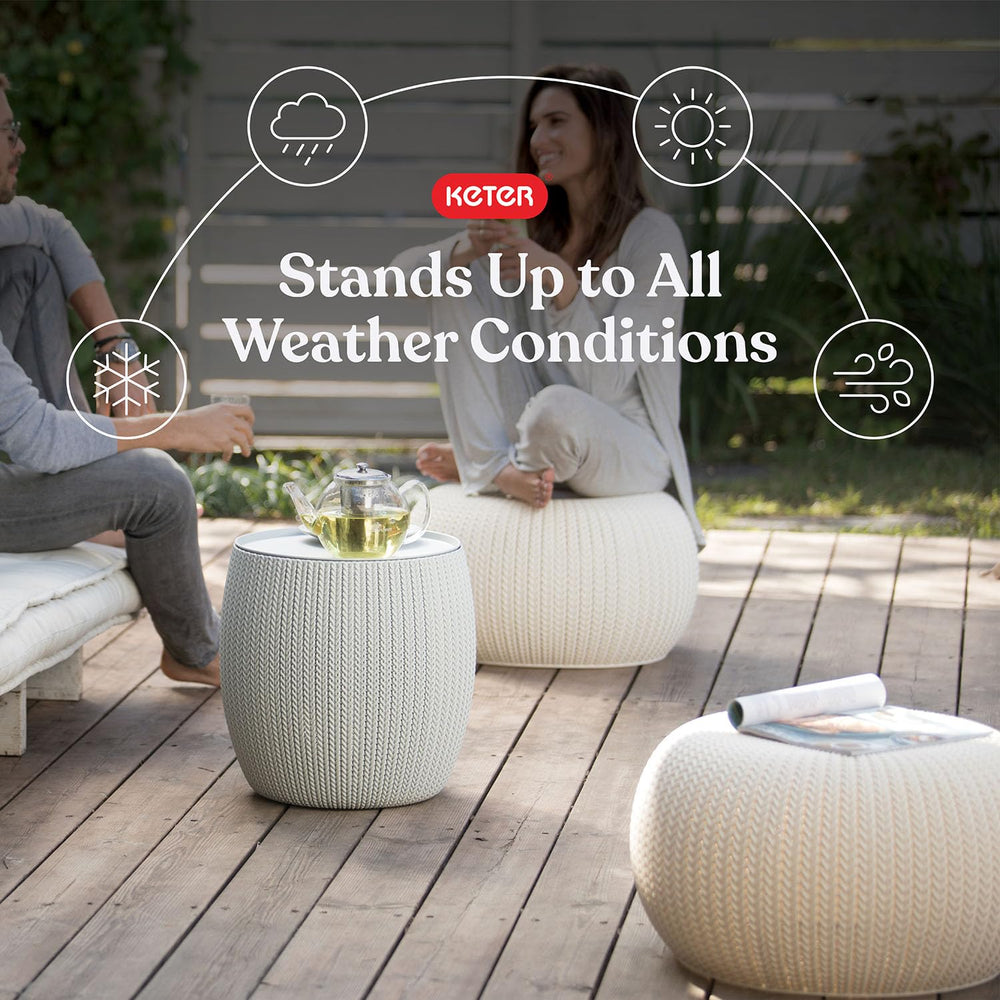 Keter Cozy Urban table open revealing storage space for organization benefit