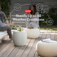 Keter Cozy Urban table open revealing storage space for organization benefit