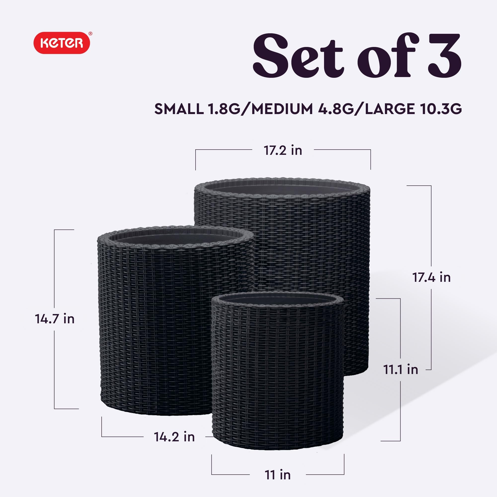 Keter close-up texture revealing resin rattan weave for durable visual appeal