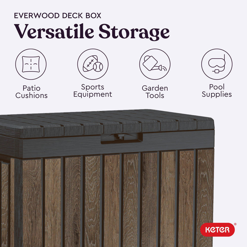 Keter Everwood side profile illustrating slim footprint and space-saving design
