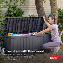 Keter Kentwood open lid revealing roomy interior for organized storage benefit