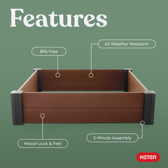 Keter assembled raised bed in backyard demonstrating practical outdoor use