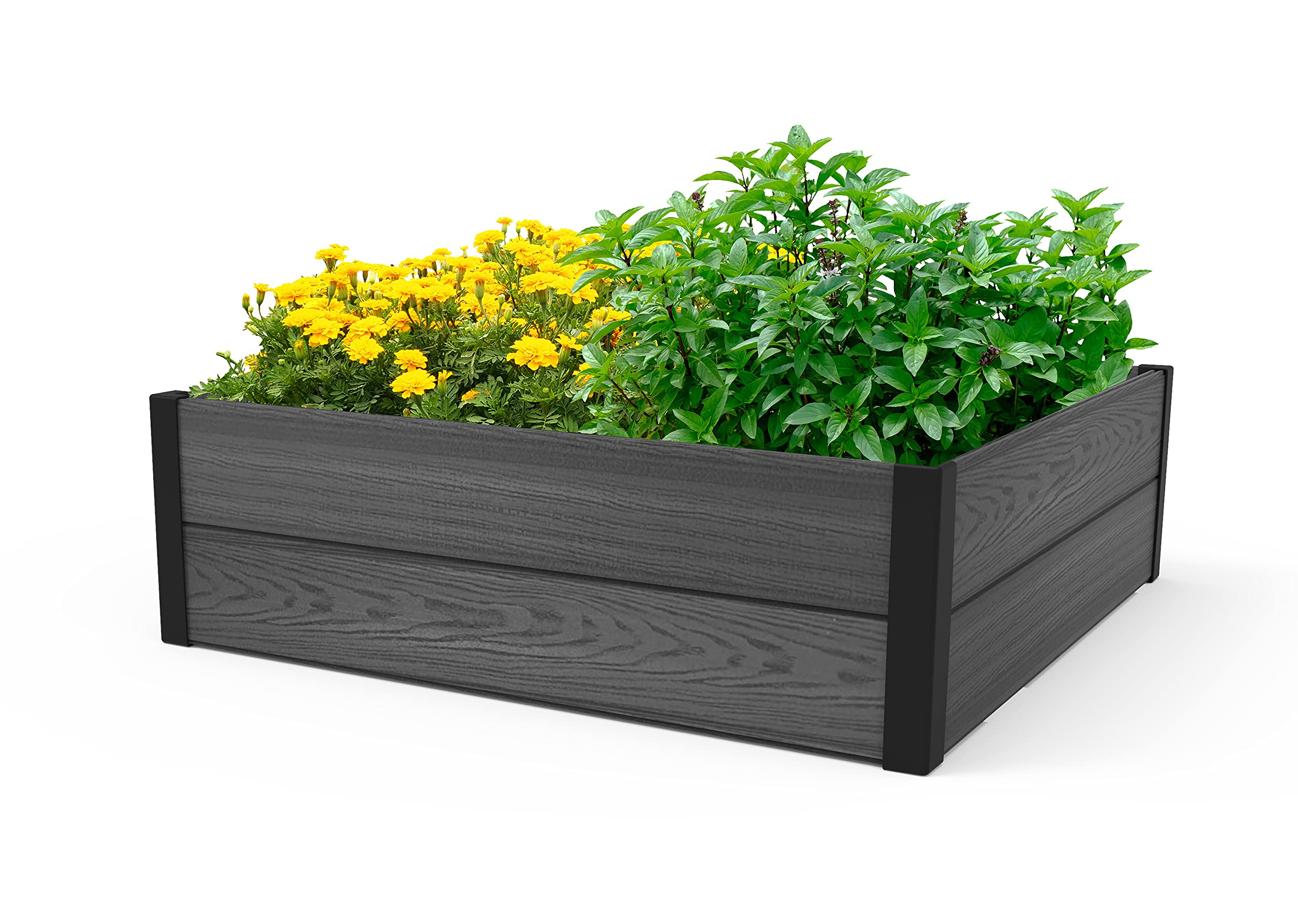 Keter Maple front view showing full 48x48 planter and clean wood‑look finish for curb appeal