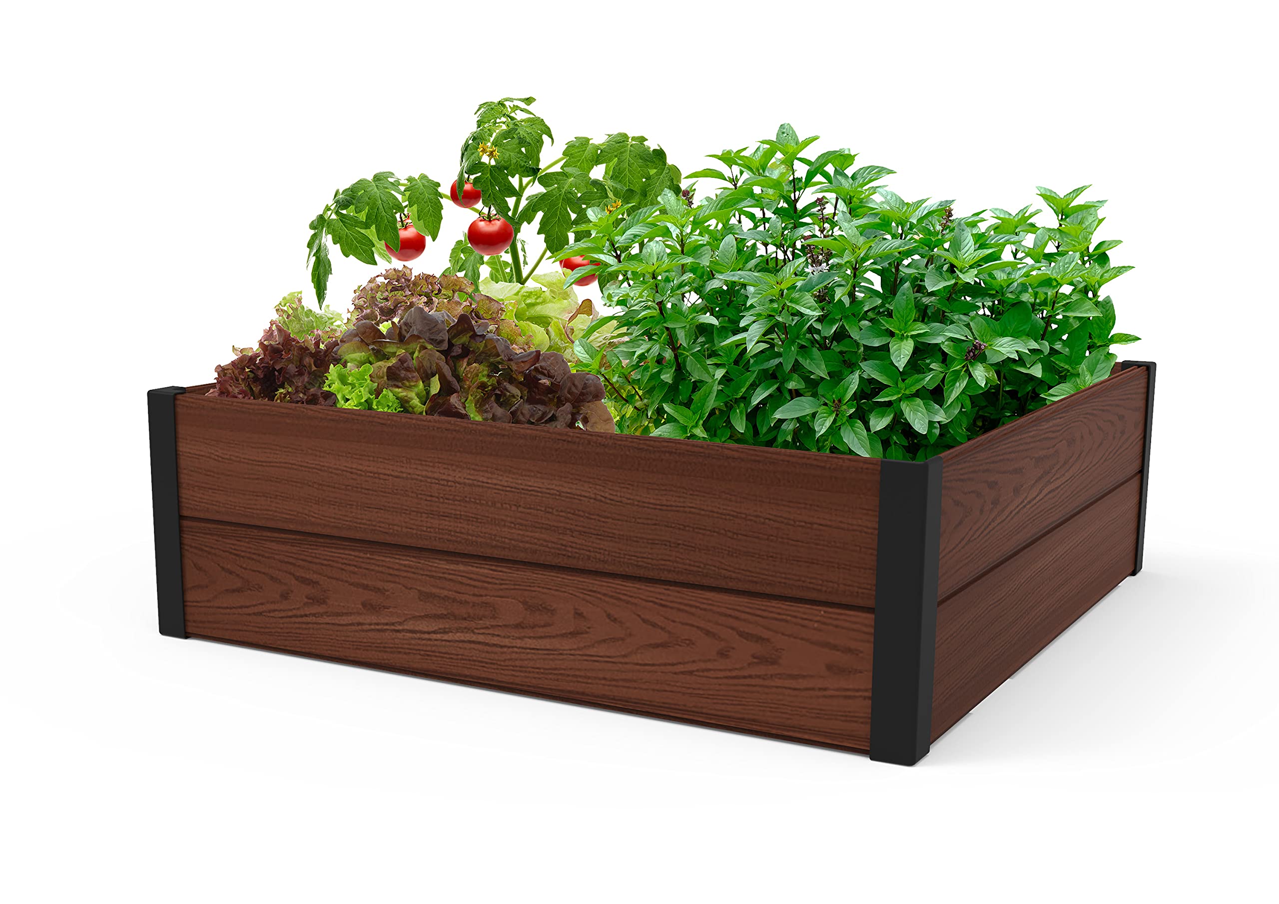 Keter front view of raised garden bed showing spacious planting area and curb appeal